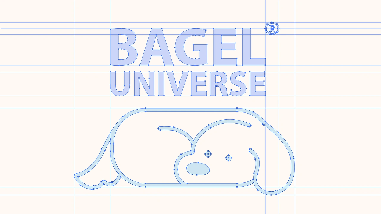 Bagel Universe logo construction grid
