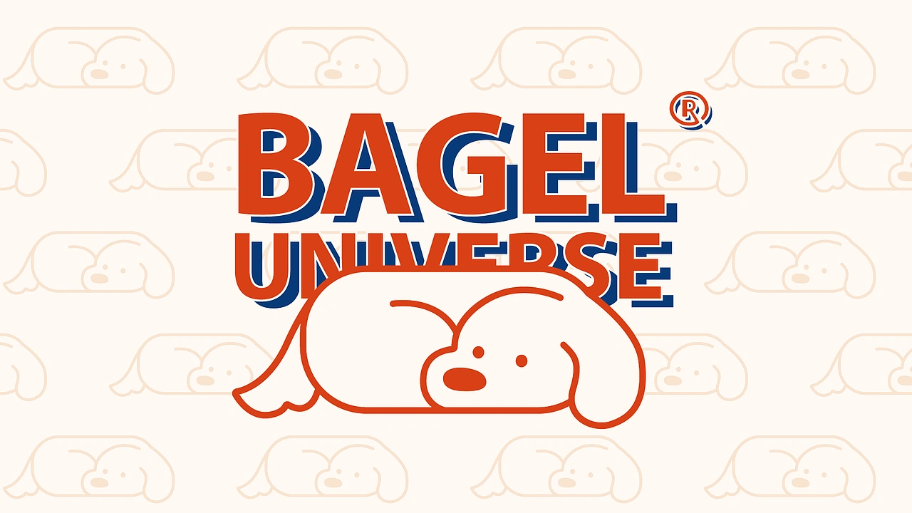 Bagel Universe hero character and wordmark composition