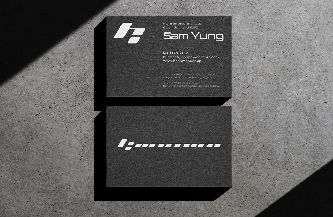 HONNMONO black business cards on concrete