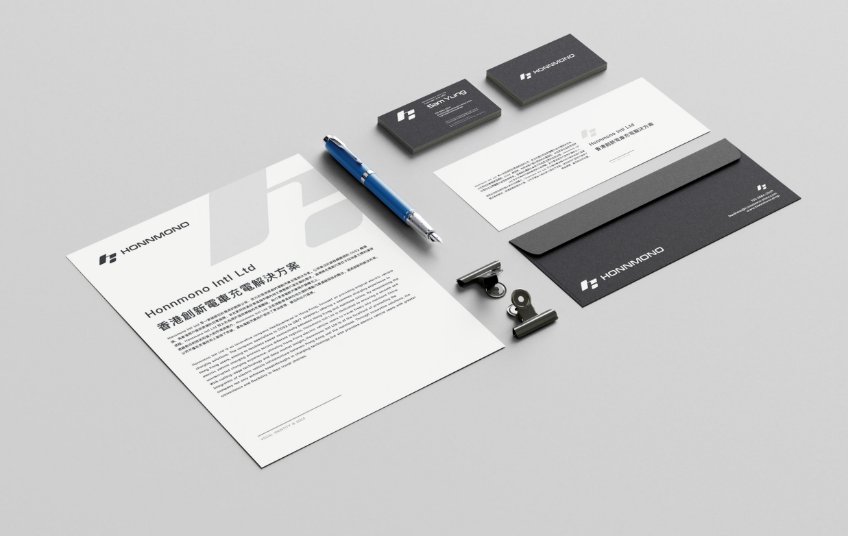HONNMONO stationery system with letterhead, envelopes and business cards