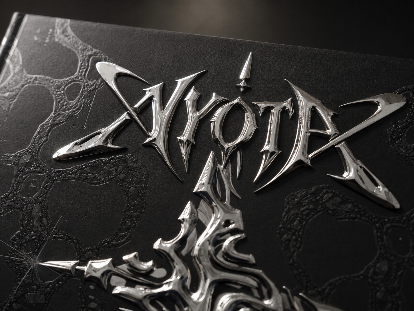 NYOTA metallic title detail on black cover