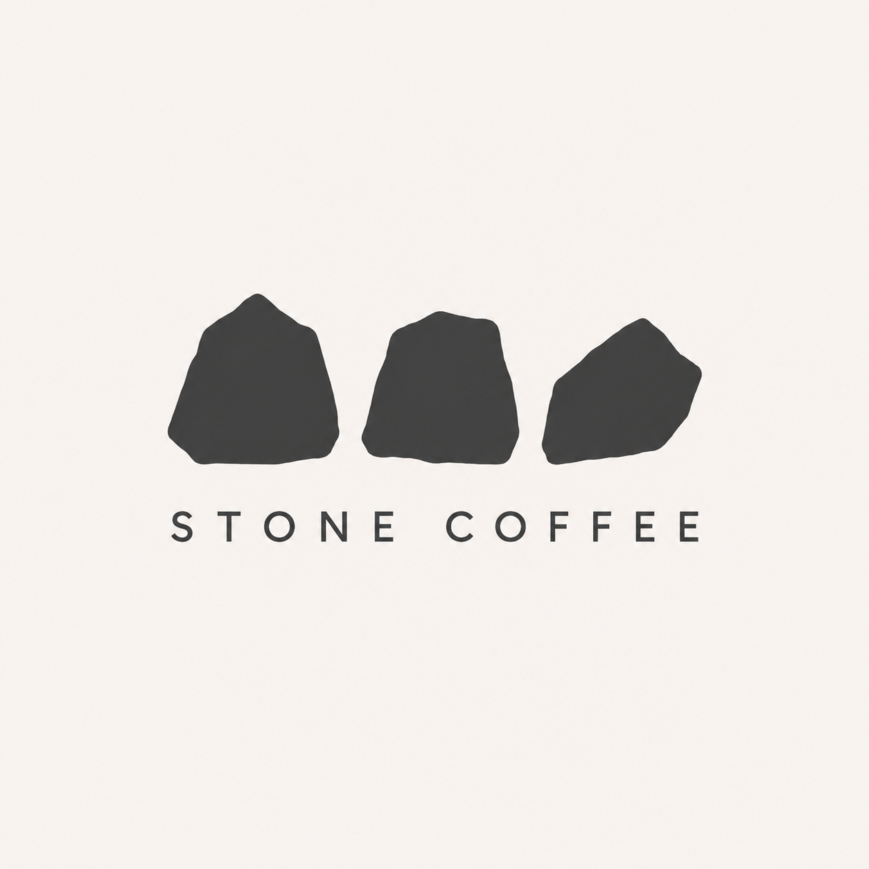 Stone Coffee logo with three black mineral shapes